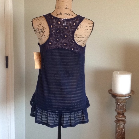 NWT Eyeshadow navy blue tank top. - Picture 2 of 3